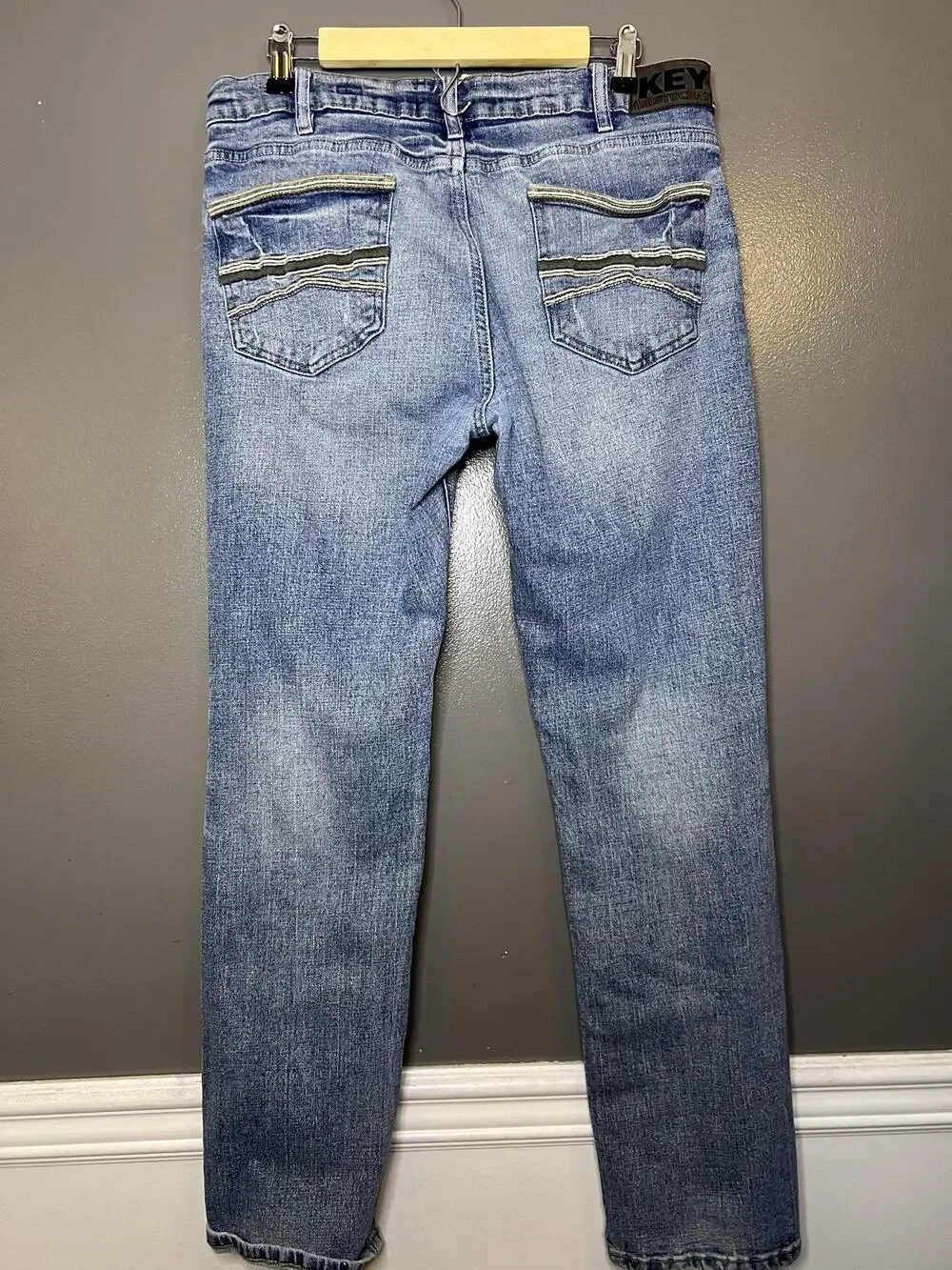 Key Aristocrat Jeans Mens 34x32 Blue Bootcut Stretch Denim Medium Wash